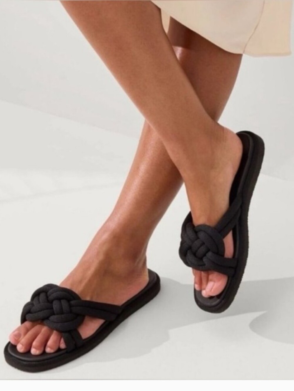 Rothy's Black Braided Slide Sandals